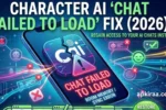 Featured visual for Character AI Chat Failed to Load fix guide showing mobile app error screen and solution steps.
