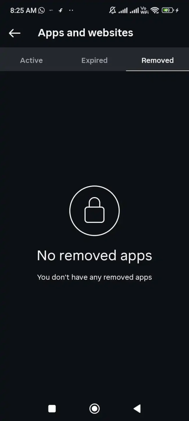 Remove Connected Apps Instagram API Fix: How to Stop Re-Suspension Loops (2026) 9 Screenshot of Instagram Active Expired and Removed tabs showing connected third party apps with Remove buttons