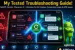 How to fix AI app errors on Android guide showing ChatGPT, Gemini, and Character AI fixes on a smartphone screen